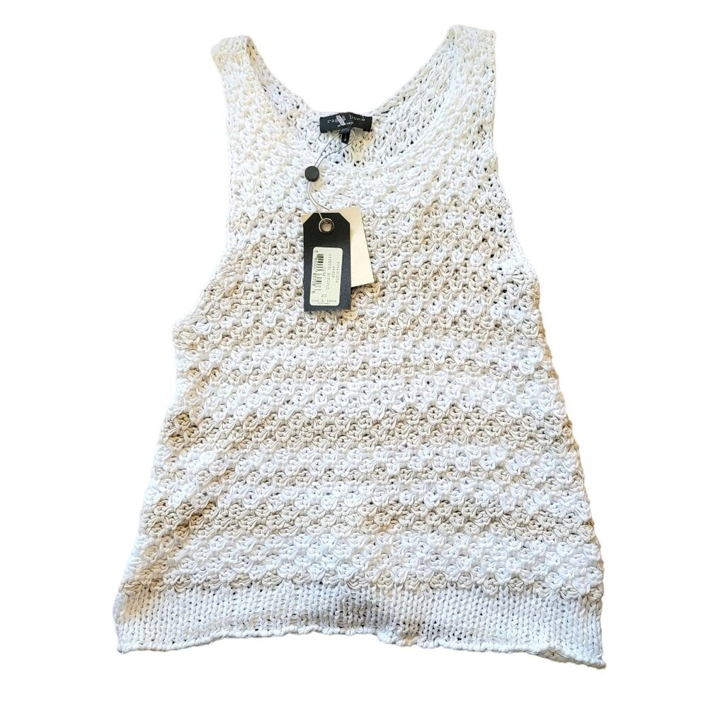 Women's Crochet Tank Top - White/Cream Knit